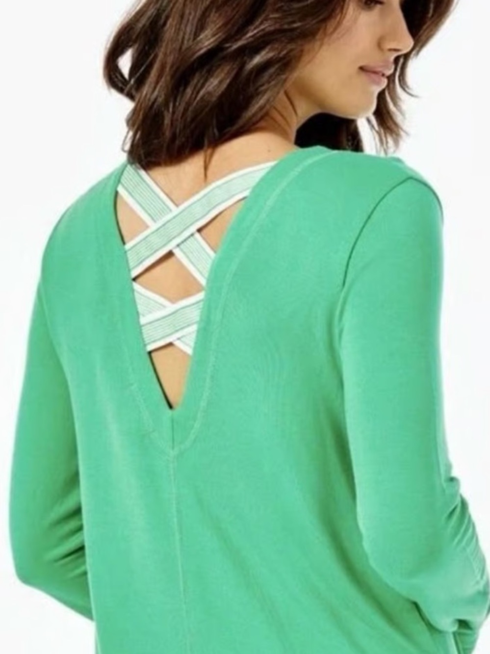 Lilly Pulitzer Emerald Green Long-Sleeve Top with Crisscross Back